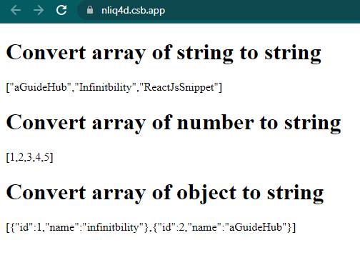 convert array of object to string